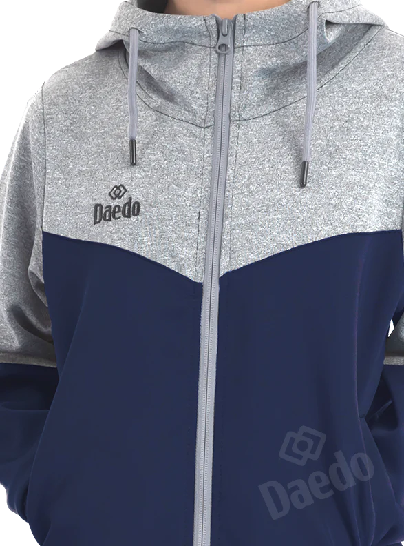 HOODED SWEATSHIRT GREY/NAVY BLUE - Image 2